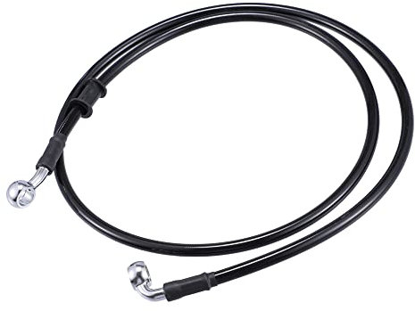 X AUTOHAUX Auto Hydraulische Bremsleitung Ölschlauch Rohrverschraubung 28°90°AN3 M10 Schwarz 120cm