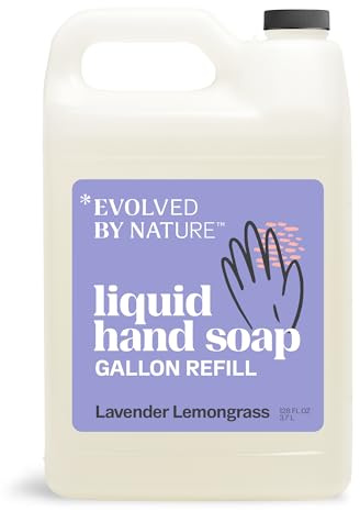EVOLVED BY NATURE Liquid Hand Soap Refill, 128 Oz, Lavender Lemongrass, Biodegradable Formula