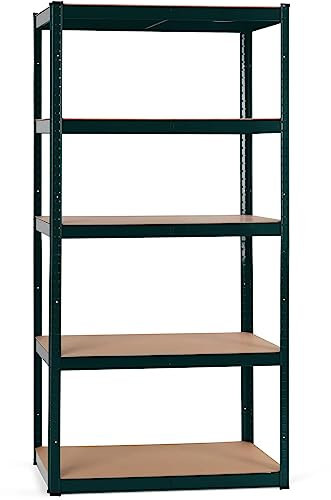 Stagecaptain HR-175 GR Heavyrack Lagerregal - 5 variabel montierbare Böden - Lackierte Metallkonstruktion - als Werkbank umbaubar - Tragkraft pro Boden: 175 kg - Tragkraft gesamt 875 kg - Dunkelgrün