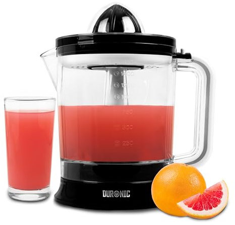 Duronic JE416 Presse-agrumes électrique de 40W Capacité de 1,6 L Filtre réglable pour la Pulpe Idéal pour Jus d'Agrumes Oranges Citrons Fruits frais