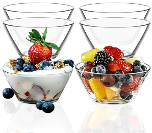 NORDIC SCHILLER Dessertschalen Glas Set 12, 345ml 100% BLEI FREI Glas Schüsseln, Stapelbare Glasschalen, Dessertbecher, Puddingschalen, Dessert Schalenglas, Salatschüssel, Soßenschalen, Dessert Bowls