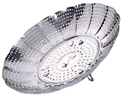 SIXRUN Cesta de verduras para cocinar al vapor, acero inoxidable, plegable, expandible, grande, 30 cm, SIXRUNbh9pagk2mf-13