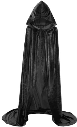 EONPOW Lång kappa med huva sammet cape häxa cosplay trollkarl tunika halloween kostym kvinnor och män