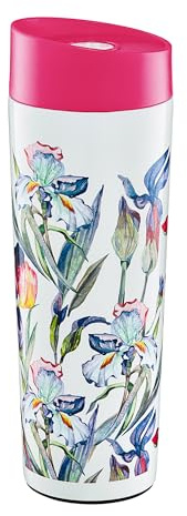 AMBITION Kaffee to go Thermobecher 340ml Iris Isolierbecher aus Edelstahl mit Druckknopf auslaufsicher bunt