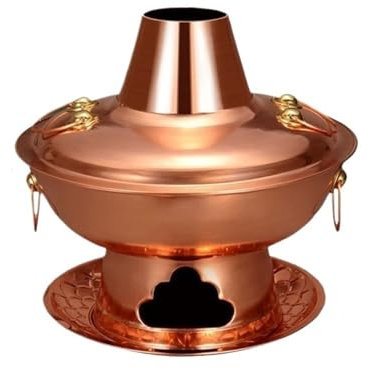 Fondue Olla Hot Pot Olla Caliente De Cobre Y Carbón, Shabu, Camping, Uso Doméstico, Cocina, Shabu-shabu Antiguo Fondue Queso(32cm)