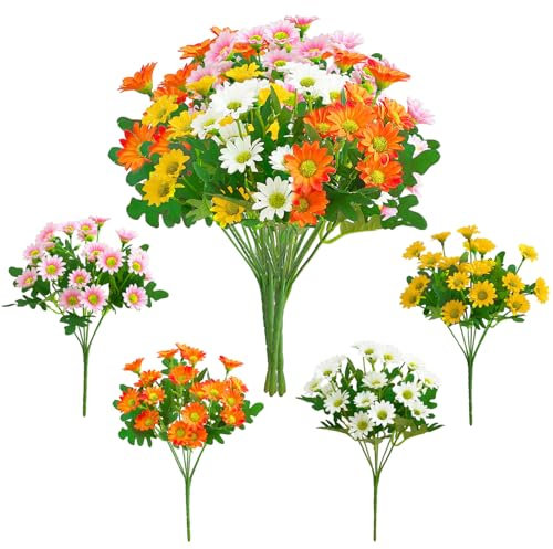 RYAN 8 Bouquets Fleurs Artificielles Bouquet de Marguerites Artificielles Fleur Résistant Aux UV Plantes Exterieures pour Fenêtre Boîte à Suspendre la Décoration de Mariage Jardin