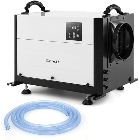 COSTWAY Déshumidificateur Professionnel, Déshumidificateur Industriel avec 3 Modes Minuterie de 24 H Tuyau de Vidange et Dégivrage Automatique, pour Entrepôt Sous-sol (58,5 L/Jour,Noir)