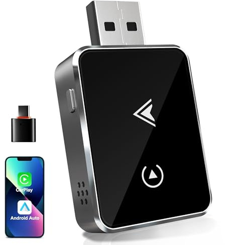 Adattatore Wireless 2-in-1 per CarPlay & Android Auto – Upgrade 2026, Adattatore USB/Type-C senza fili, Connessione Veloce e Stabile senza Ritardi, Compatibile con iOS 10+ e Android 11+