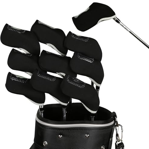 Iron Head Covers - Set med golfklubbshuvudskydd, 10 st järnärmar med