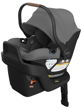 UPPAbaby Aria V2 Lightweight Infant Car Seat - Just Under 6 lbs - Base with Load Leg + Infant Insert + All-Weather FootCover Included - Direct Stroller Attachment - Greyson (Charcoal Mélange)