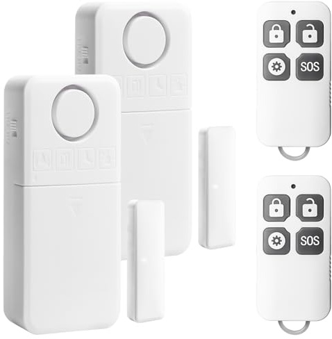 Alarma de ventana antirrobo, alarma de puerta de 130 dB con mando a distancia, sistema de alarma inalámbrico para casa y negocio, 4 modos de alarma + sensor magnético, protección antirrobos para