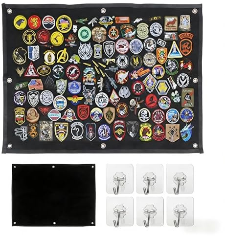 Dhqkqg Parche de para pizarra, 110 x 70 cm, con ojales, plegable, superficie de para pared, superficie de , para insignias, parches, parches militares, color negro