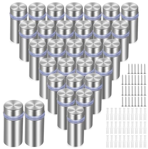 30 Pcs Separadores de Fijación de Vidrio Standoff Wall Fixings,Tornillos Clavo Publicitario de Acero Inoxidable,Separador de Acero Inox para Plexiglás Publicitarios Vallas Publicitarias(12 x 25 mm)