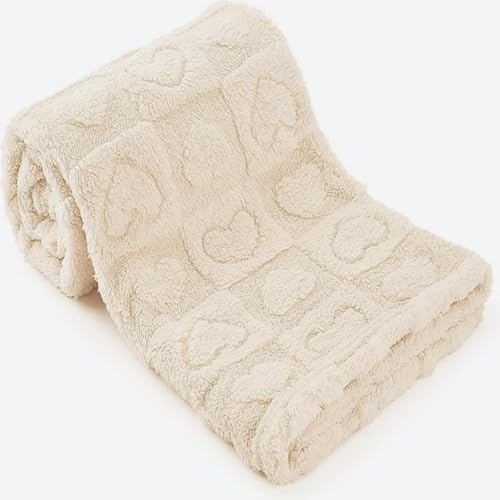 VQBKHO Coperta Morbida in Pile 76x102cm Beige, Copertina per Gatti, Cani, Adulti Coperta morbida e calda per cane Coperta Calda Soffice per Divano Auto Viaggio Regalo Perfetto Animali Domestici