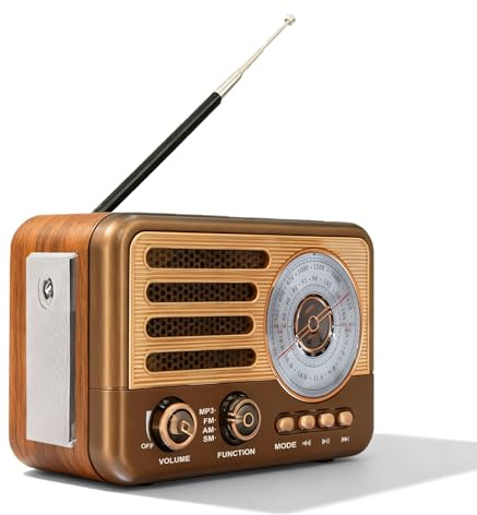 Retro Radio, Am/Fm/Sw Nostalgie Radio, Tragbar Küchenradio Mit USB/Tf-Kartensteckplatz, Retro Radios Mit Bluetooth 5.0 Mit 1200-Mah-Akku, Radios Klein Für Küche/Schlafzimmer/Büro, Wiederaufladbar