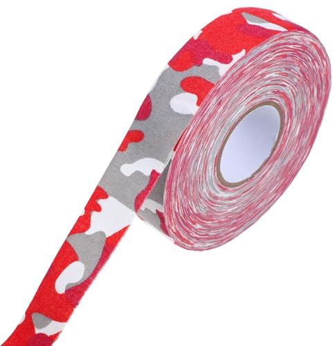 Parliky Cinta de Hockey sobre Hielo Antideslizante Resistente al Desgaste 2 Rollos de Algodón para Raqueta y Stick de Hockey Color Rojo Camuflaje Adecuado para Deporte y Entrenamiento