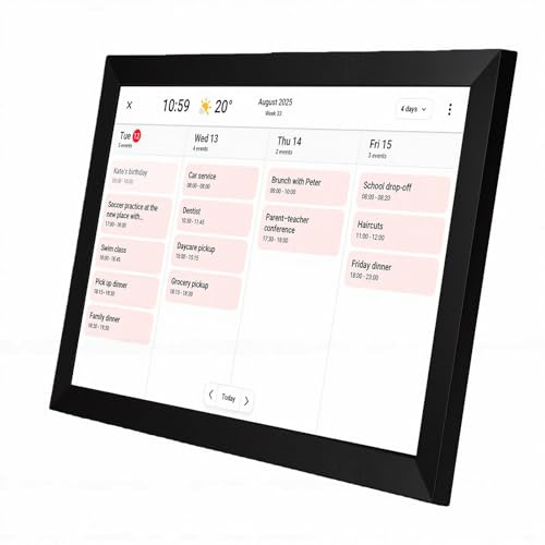 AMONIDA Cornice Fotografica Calendario Digitale Intelligente da 10,1 Pollici per Famiglie Che Organizzano Piani Settimanali E Mensili Schermo Touch Ips HD Con Faccende