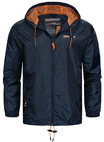 Geographical Norway Chubasquero cortavientos de entretiempo azul marino M