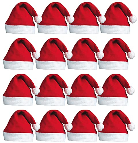100pc Red Santa Hats for Adults and Kids - Bulk Christmas Santa Hat for Adults - Father Christmas Accessories to Wear - Traditional Xmas Red and White Festive Headwear for Xmas Party Props