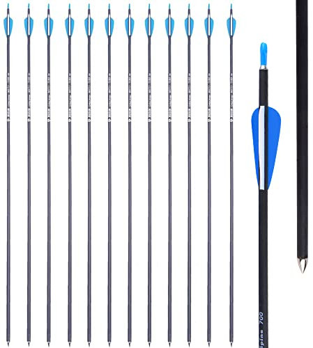 MILAEM 12 Stück 31 Zoll Bogenschießen Carbonpfeile Jagdpfeile Spine 700 Bogenpfeile für Recurvebogen Compoundbogen Langbogen