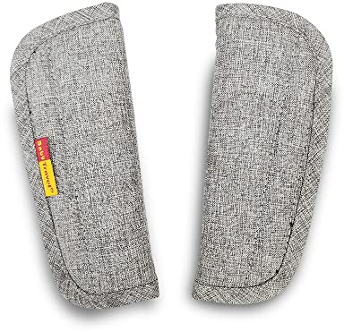 SeedFuture Bebé Almohadillas para Cinturón Cochecito con Velcro Gris 2 Piezas, Ajustable y Universal Cojines de Cinturón de Seguridad para Niños Recién Nacidos