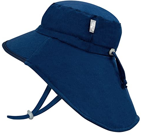 Jan & Jul Schnell Trocknender Kinder Xplorer Sonnenhut für Jungen (XL: 6-12 Jahre, Navy mit Navy Trimmen)