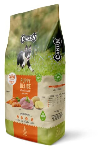 CANUN Pienso para Perros Cachorros con Pollo Fresco Sin Cereales Alimento seco para Perros 3 kg Fresh Puppy Delice