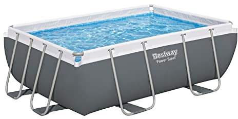 Bestway Power Steel Swimming Pool Complete Set | Above Ground Rectangle Paddling Pool, 9'3