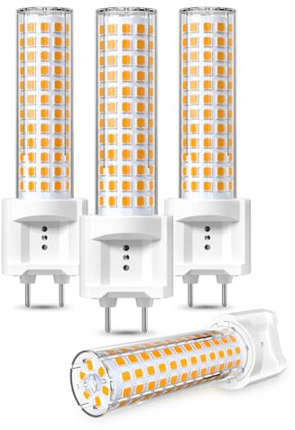 Klarlight G12 LED Light Bulb, 15W Warm White 3000K Bi-Pin Base Corn Bulb, 150W Ceramic Metal Halide Lamp Replacement for Chandelier, Garden, Garage, Warehouse, Factory Lighting (4-Pack)