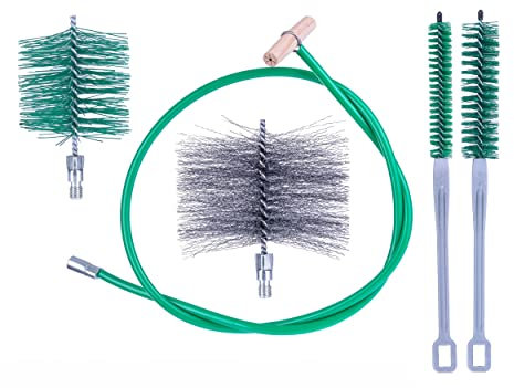 Reinigungsset für Kaminofen, Pelletofen und Heizkessel, Flexible Verlängerung 1,5 Meter, Ofenrohrbürsten 80 mm und 140 mm, 2 Reinigungsbürsten direkt vom Hersteller