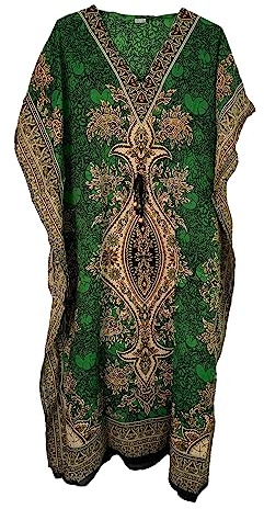 Ny Dashiki-tryck afrikansk stil kaftan sommar lång märke klänning en storlek, gRÖN, en storlek