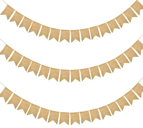 Banderines de Arpillera 10.5M Guirnalda de Banderines Vintage Decorativos 45Pcs Banderines Tela para Infantil Cumpleaños Dormitorio Fiesta Bodas