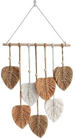 Avoik makramé vägghängande gobeläng boho dekoration chic gobeläng konst vävda blad handvävda väggdekoration gobeläng för vardagsrum, sovrum, bröllopsdekor gåvor, brun