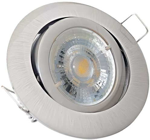 Rolux Flacher LED Einbaustrahler IP20 Lana 230V COB 5W Edelstahl geb. 1 Stück Einbauleuchte 3000K Warmweiß Deckenspot