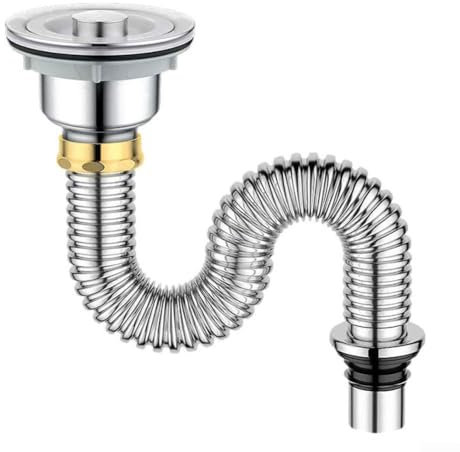 Oceanlend Tubo di scarico per lavello, in acciaio, per la raccolta dei rifiuti, filtro di scarico del lavello con interfacce ispessite interamente in rame, per bagno, cucina (A)