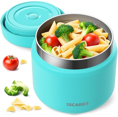 JSCARES 12oz Kids Insulated-Food-Jars for Hot-Food, Wide Mouth Soup Thermo Food Jar Insulated Thermal Lunch Container Termo para Comida Caliente Vacuum Thermoses for Keeping Food Warm-Blue