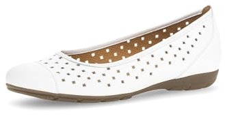 Gabor Damen Klassische Ballerinas, Frauen Flats,Ballet-Flats,Ausgehschuhe,Abendschuhe,Slip-ons,klassisch elegant,Ballerinen,Weiss,39 EU / 6 UK