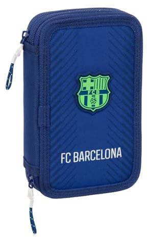 Safta F.C. BARCELONA NAVY BLUE - Trousse scolaire pour enfant, avec 29 outils inclus, idéale pour les enfants de 5 à 14 ans, confortable et polyvalente, qualité et résistance, 12,5 x 4 x 19,5 cm, bleu