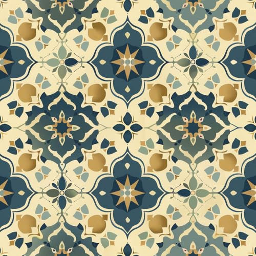 JIAOQSS Carta Da Parati Autoadesiva Modello in stile arabo Carta da Parati Camera da Letto Pellicola Adesiva Fantasia Autoadesiva Carta Adesiva Mobili