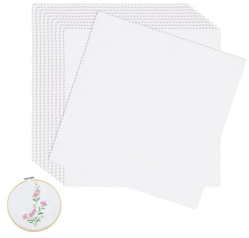Tessuto per punto croce, tessuto da ricamo, classico punto croce, 10 pezzi in cotone bianco, 20 cm quadrati, morbido e resistente, per progetti di cucito e ricamo fai da te