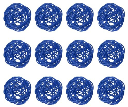 QUARKZMAN 12 Pcs Bolas De Ratán De Mimbre 2 Pulgadas Bolas Decorativas Azul