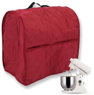 Cubierta de la batidora de pie, cubierta de polvo protectora con accesorios de electrodomésticos de cocina de limpieza de bolsillo para la batidora de cocina (Wine Red)
