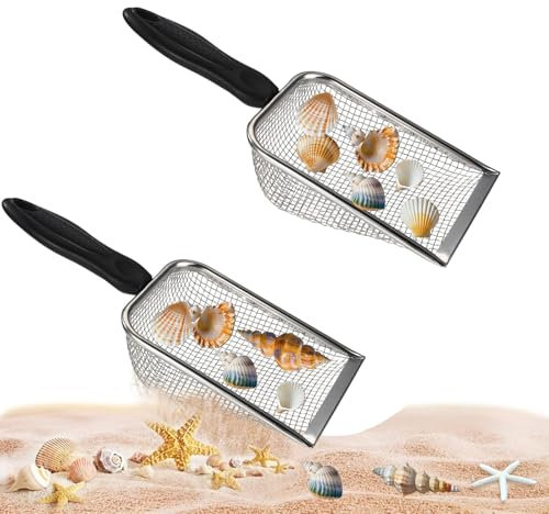 lasuroa 2pz Pale da Spiaggia in Rete, Pale da Sabbia in Acciaio Inossidabile Paletta Conchiglie Spiaggia Giocattoli Estivi Accessori Setaccio per Sabbia Acciaio Inossidabile per Raccogliere Conchiglie