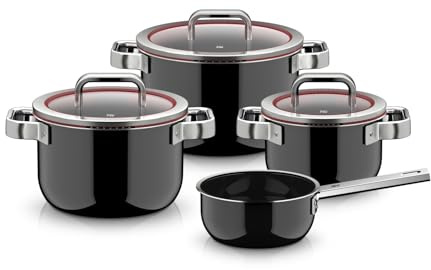 WMF Fusiontec Function Pro 0518605290 4-Piece Saucepan Set, Durable, Scratch-Resistant Material, Induction Cookers, Suitable for All Hob Types, Made in Germany, Black