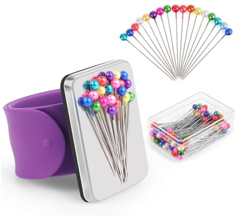 Bosiyrggrl Cuscino per Magnetico da Polso con Set di 100 Pezzi di da Cucito con Testa A Sfera da 1,5 Pollici In Silicone, Porta da Polso per Quilting B