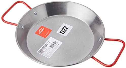 Lacor Paellera Steel PRO De Hierro Piatto Rotondo in Acciaio, Inossidabile, Nero, 22 cm