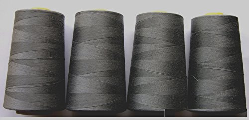 Polyester All Purpose Polyester Sewing Thread 40S/2-4 x 5000 Meters (5468 Yard) Cones (Dark Grey) 4 Large Cones for Sewing, Quilting, Piecing, Stitch, Serger and Overlock