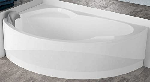 Vasca Bagno Angolare Asimmetrica Curva Novellini Vogue Standard Telaio Colonna Erogatore Installazione Sinistra Pannello 165x85 H55 cm 180 Litri Poggiatesta Guscio Tradizionale Acrilico Bianco Lucido