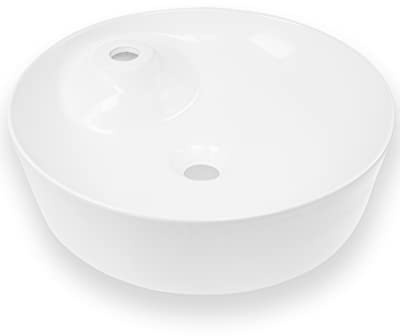 Art-of-Baan® Aufsatzwaschbecken I edles Waschbecken mit Lotus-Effekt I hochwertiges Handwaschbecken in Weiß I DIN Hahnloch & DIN Abfluss I rundes Handwaschbecken in 435 x 435 x 130 mm (0090)