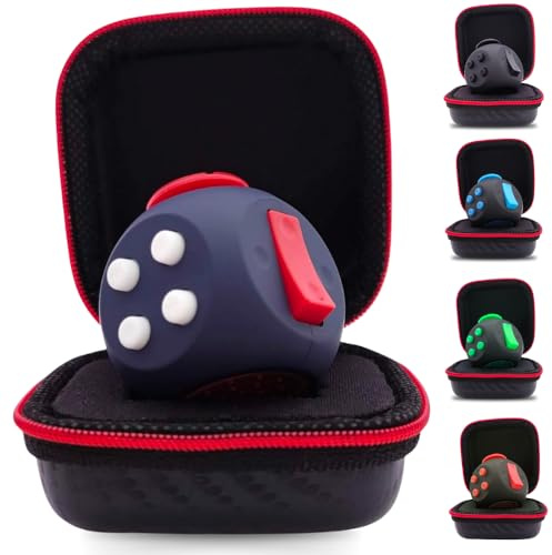 PILPOC theFube Fidget Cube - Deluxe Authentic Fidget Toys for Adults & Kids - Premium Protective Case, Stress Cube, Anxiety Toys, ADHD, OCD, Autism (Blue, White & Red)